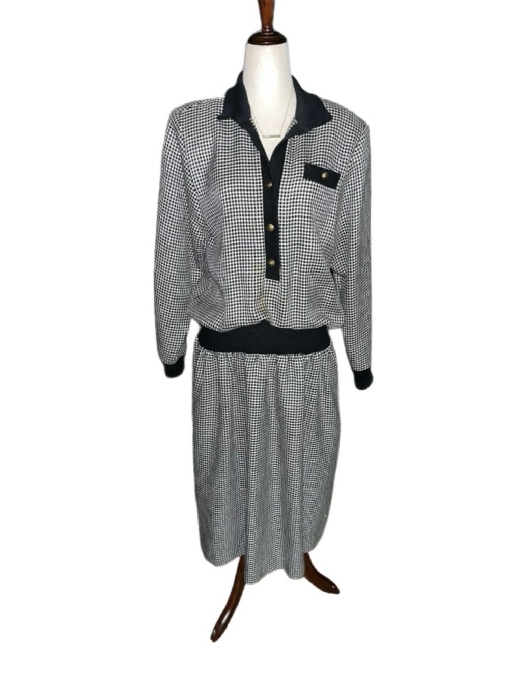 N.R.1 Ned Gould ~ Size 10 ~ Vintage ~ USA ~ Black & White ~ Checkered ~ Dress